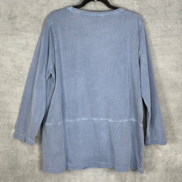 J Jill Purejill Top Womens Extra Large Blue Organically Grown Cotton Lagenlook - Picture 4 of 12